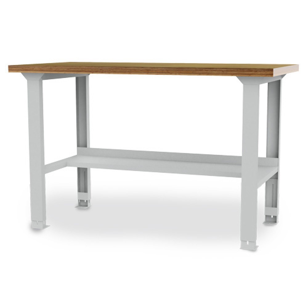 Product afbeelding: Koppelbare werkbank Bedrunka+Hirth, hxbxd 859-1.059 x 2.000 x 750 mm, lichtgrijs, in hoogte verstelbaar, 1 legbord