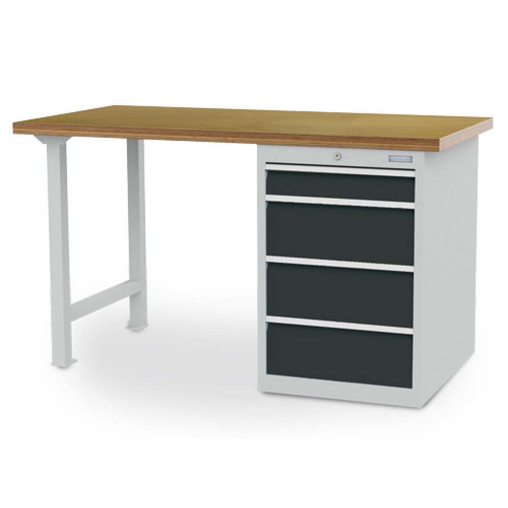 Product afbeelding: Koppelbare werkbank Bedrunka+Hirth R 18-24, hxbxd 859 x 1.500 x 750 mm, lichtgrijs, antracietgrijs, 4 lades 1x100 + 3x200 mm