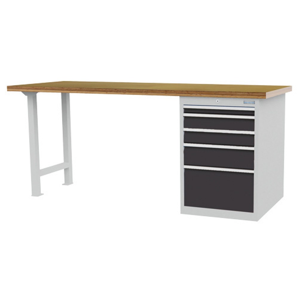 Product afbeelding: Koppelbare werkbank Bedrunka+Hirth R 18-24, hxbxd 859 x 2.000 x 750 mm, lichtgrijs, antracietgrijs, 5 lades 1x50 + 2x100 + 1x150 + 1x300 mm