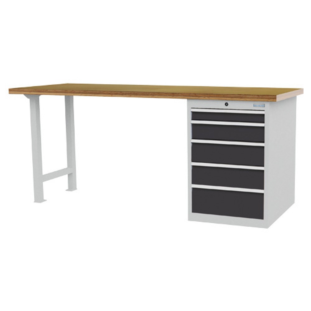 Product afbeelding: Koppelbare werkbank Bedrunka+Hirth R 18-24, hxbxd 859 x 2.000 x 750 mm, lichtgrijs, antracietgrijs, 5 lades 1x75 + 1x125 + 2x150 + 1x200 mm