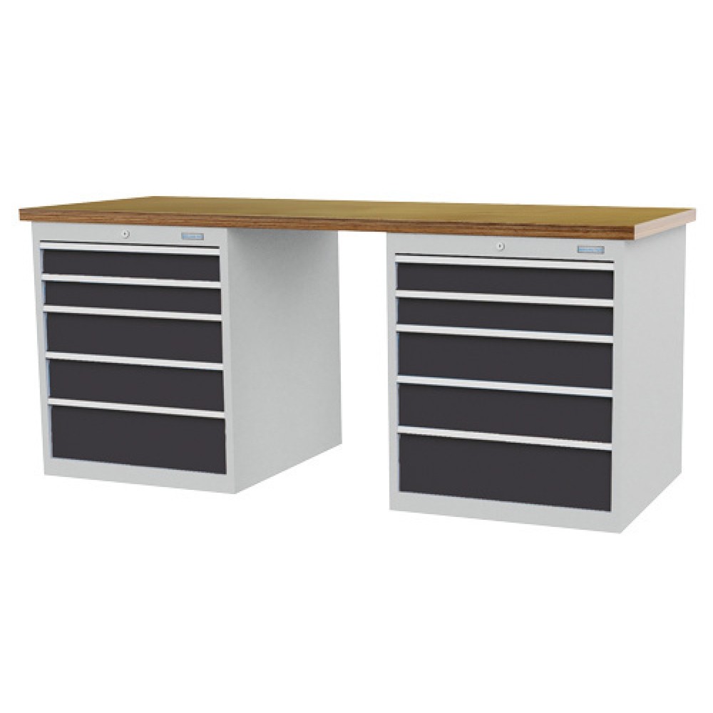 Productafbeelding nr. 1: Koppelbare werkbank Bedrunka+Hirth R 24-24, hxbxd 859 x 2.000 x 750 mm, lichtgrijs, antracietgrijs, 10 lades 4x100 + 4x150 + 2x200 mm, breedte lades 450 mm