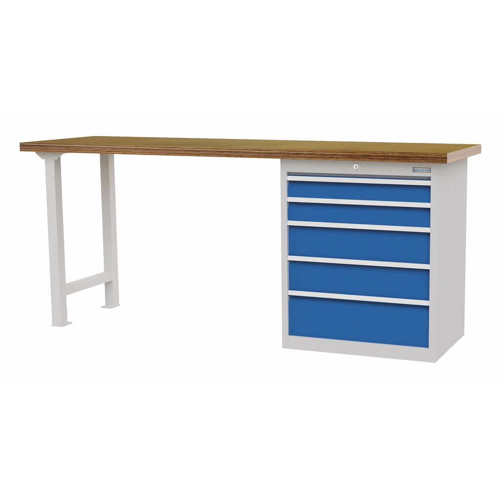 Koppelbare werkbank met 5 lades, draagvermogen 1.000 kg, h x b x d 859 x 2.000 x 600 mm Product afbeelding: Koppelbare werkbank met 5 lades, draagvermogen 1.000 kg, h x b x d 859 x 2.000 x 600 mm