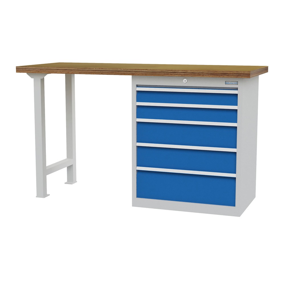 Productafbeelding nr. 1: Koppelbare werkbank met 5 lades, draagvermogen 1.000 kg, h x b x d 859 x 1.500 x 600 mm
