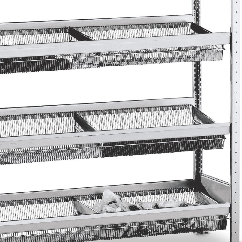Product afbeelding: Korfniveau voor legbordstelling SCHULTE met kleinmazige korven, bxd 1.500 x 400 mm