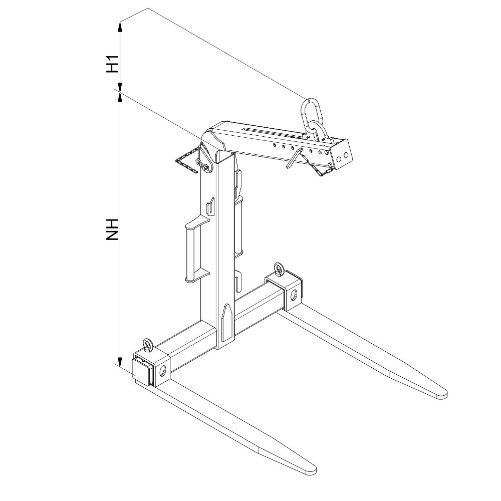 Productafbeelding nr. 2: Kraanvork met automatische gewichtsvereffening, tanden van massief metaal, cap. 600 kg