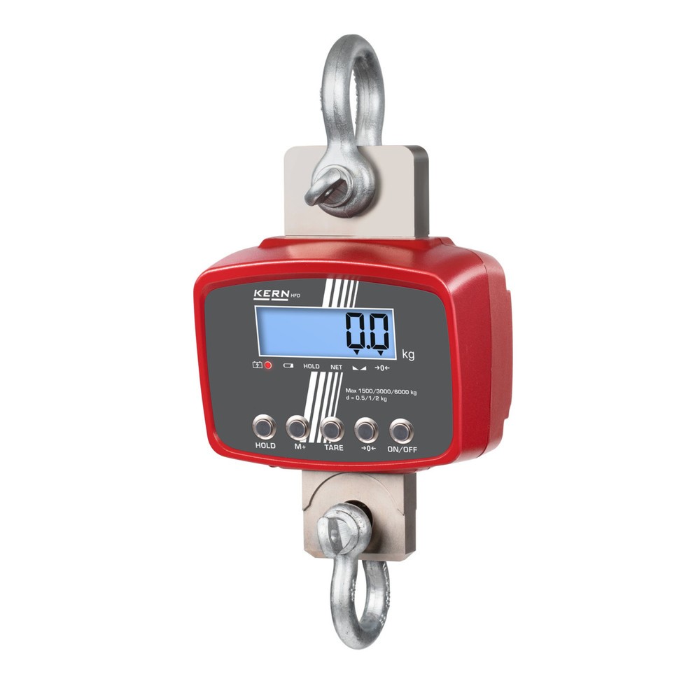 Product afbeelding: Kraanweegschaal KERN HFD, met draadloze afstandsbediening, weegbereik max. 1,5 t