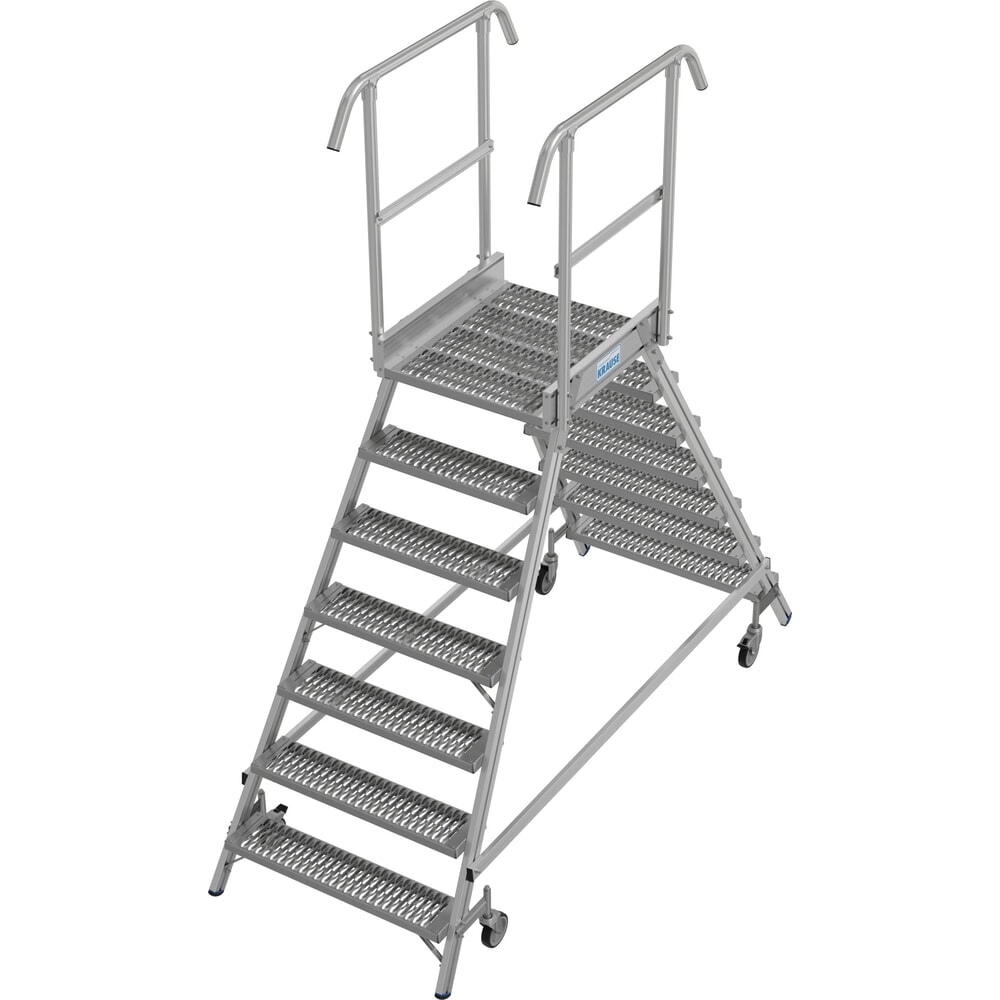 Product afbeelding: KRAUSE® STABILO mobiele bordesladder, dubbelzijdig toegankelijk, profielrooster R13, 2 x 7 treden