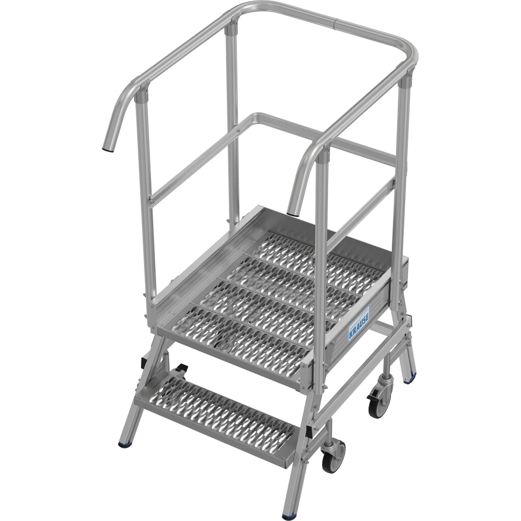 Product afbeelding: KRAUSE® STABILO mobiele bordesladder, eenzijdig toegankelijk, profielrooster R13, 2 treden