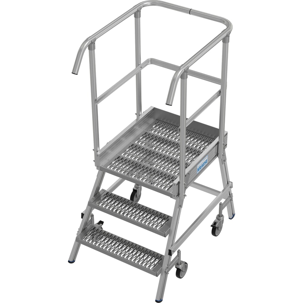 Product afbeelding: KRAUSE® STABILO mobiele bordesladder, eenzijdig toegankelijk, profielrooster R13, 3 treden