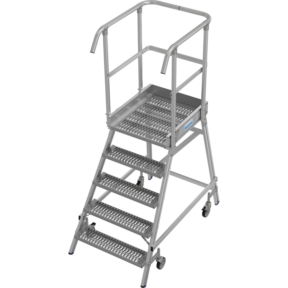 Product afbeelding: KRAUSE® STABILO mobiele bordesladder, eenzijdig toegankelijk, profielrooster R13, 5 treden