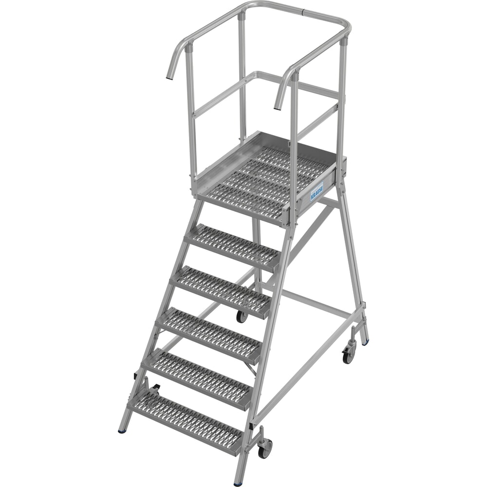 Product afbeelding: KRAUSE® STABILO mobiele bordesladder, eenzijdig toegankelijk, profielrooster R13, 6 treden