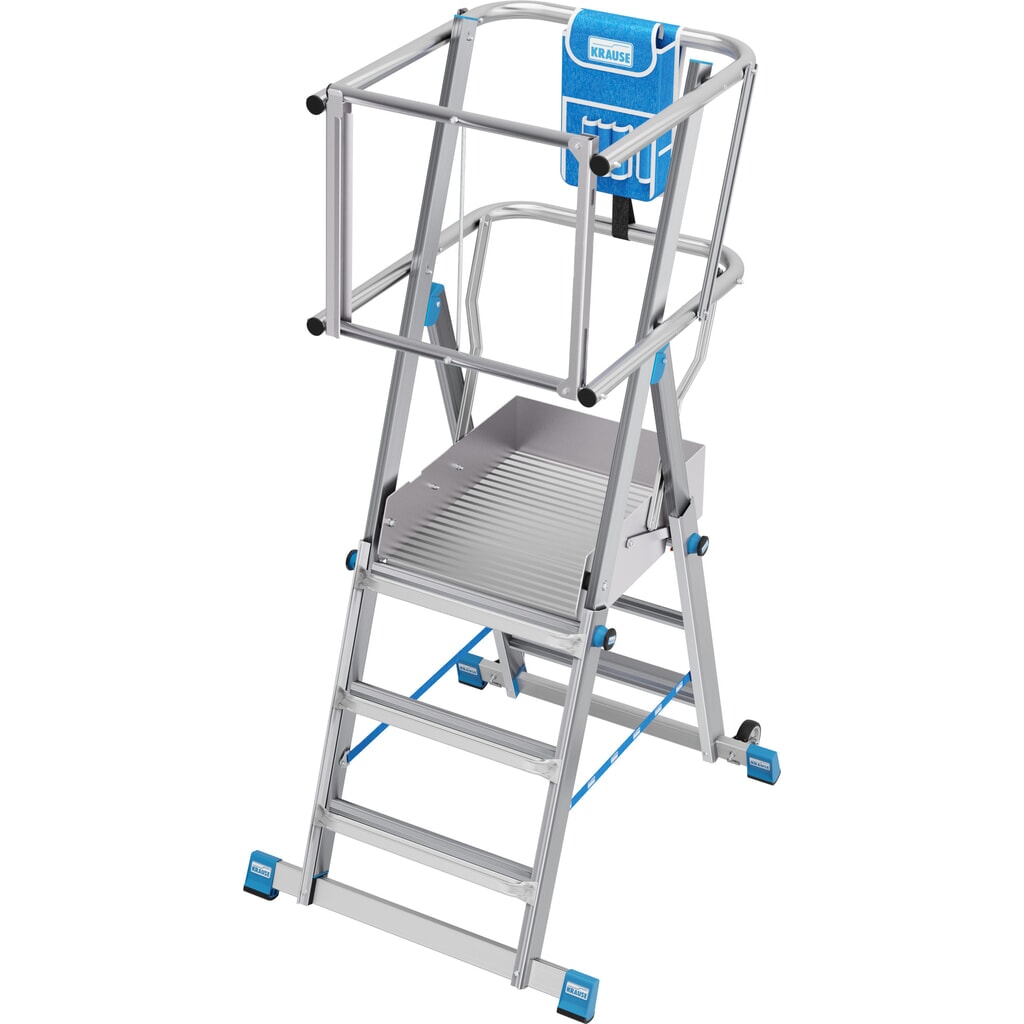 KRAUSE® STABILO telescopische bordesladder met groot staplatform SkyMatic 3-5 sporten Product afbeelding: KRAUSE® STABILO telescopische bordesladder met groot staplatform SkyMatic 3-5 sporten