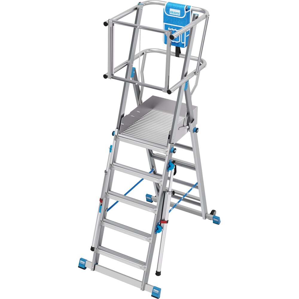 Product afbeelding: KRAUSE® STABILO telescopische bordesladder met groot staplatform SkyMatic 5-9 sporten