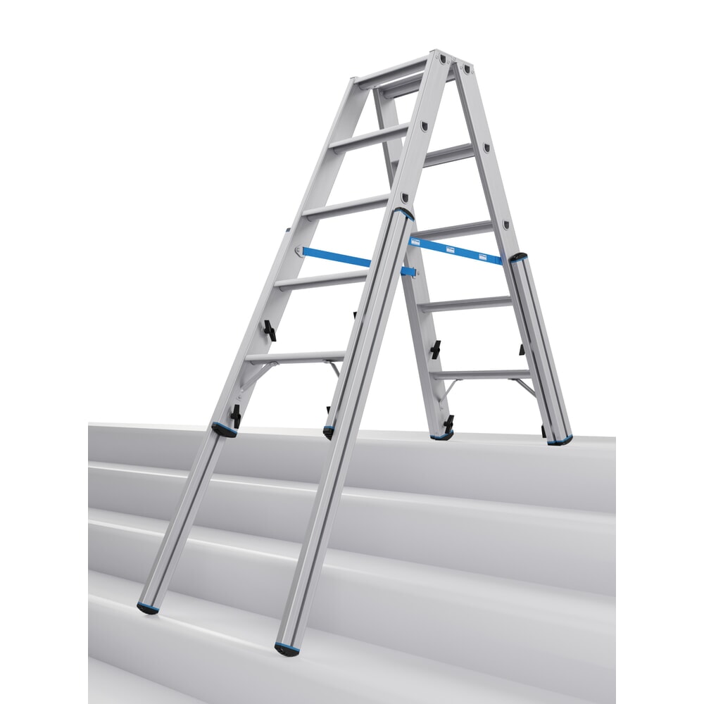 Productafbeelding nr. 1: KRAUSE® STABILO telescopische ladder met treden, dubbelzijdig toegankelijk, 2 x 5 treden