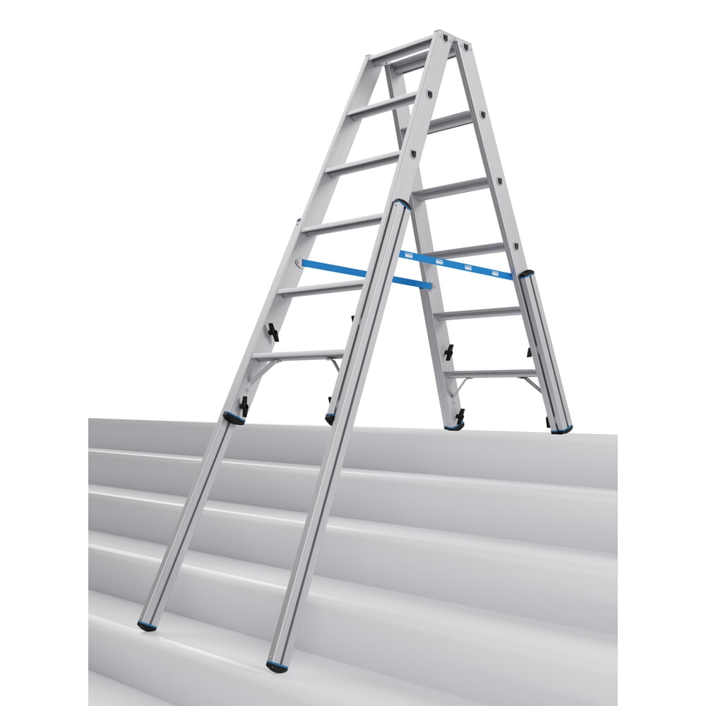 Product afbeelding: KRAUSE® STABILO telescopische ladder met treden, dubbelzijdig toegankelijk, 2 x 6 treden