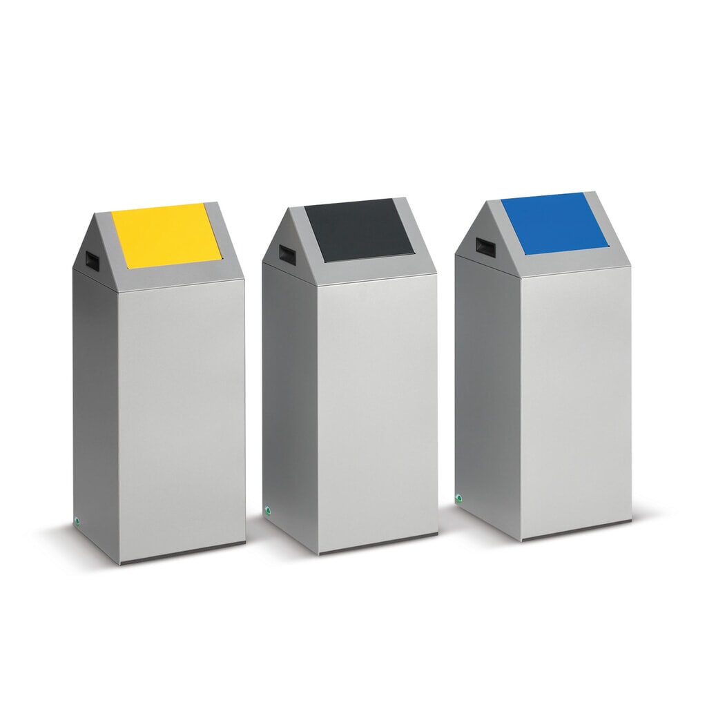 Productafbeelding nr. 2: Kringloop afvalbak VAR®, 60 liter, vuurdovend, bak lichtgrijs, deksel hoekig/blauw