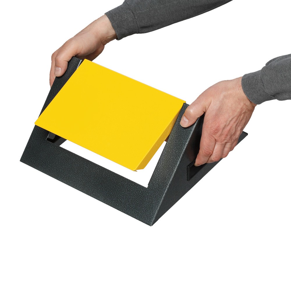 Productafbeelding nr. 2: Kringloop afvalbak VAR®, 60 liter, vuurdovend, bak antiek-zilver, deksel hoekig/geel