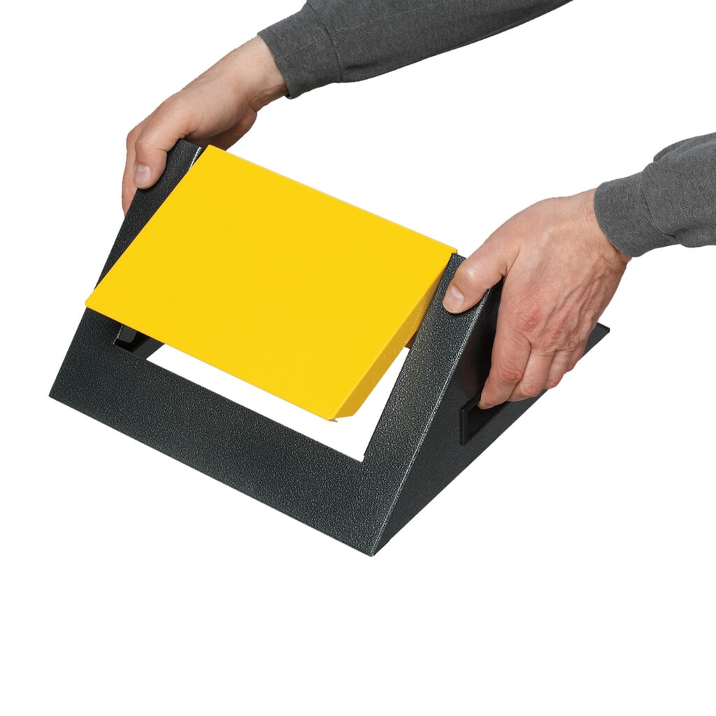 Productafbeelding nr. 2: Kringloop afvalbak VAR®, 60 liter, vuurdovend, bak antiek-zilver, deksel hoekig/geel