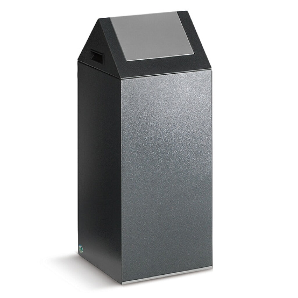 Kringloop afvalbak VAR®, 60 liter, vuurdovend, bak antiek-zilver, deksel hoekig/zilver Product afbeelding: Kringloop afvalbak VAR®, 60 liter, vuurdovend, bak antiek-zilver, deksel hoekig/zilver