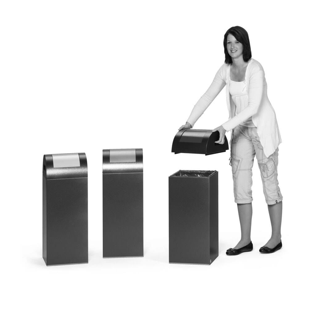 Kringloop afvalbak VAR®, 60 liter, vuurdovend, bak antiek-zilver, deksel rond/zilver Productafbeelding nr. 5: Kringloop afvalbak VAR®, 60 liter, vuurdovend, bak antiek-zilver, deksel rond/zilver