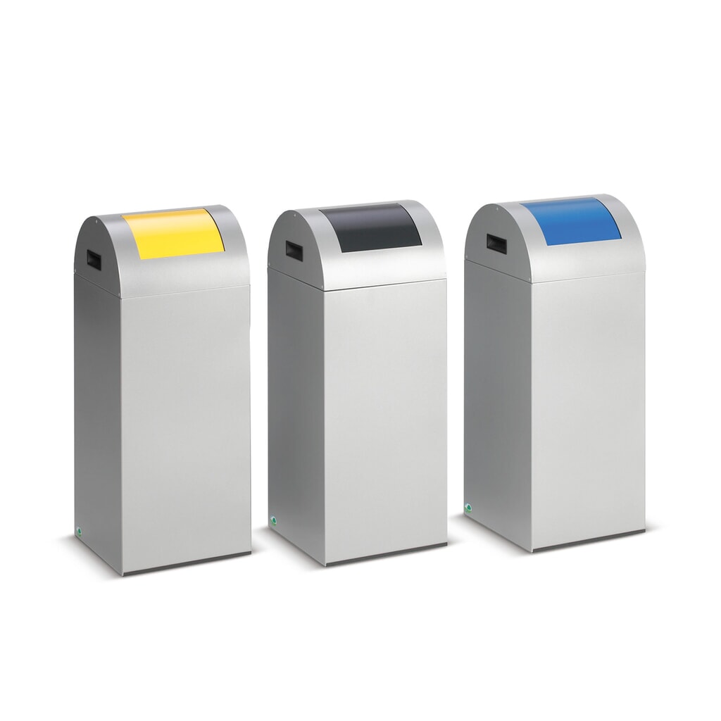 Product afbeelding: Kringloop afvalbak VAR®, 60 liter, vuurdovend, bak zilver, deksel rond/antraciet