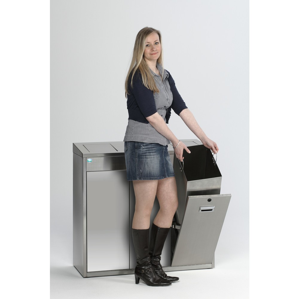Productafbeelding nr. 2: Kringloop sorteersysteem VAR® van roestvrij staal, inwerpkleppen, 3 x 48 liter