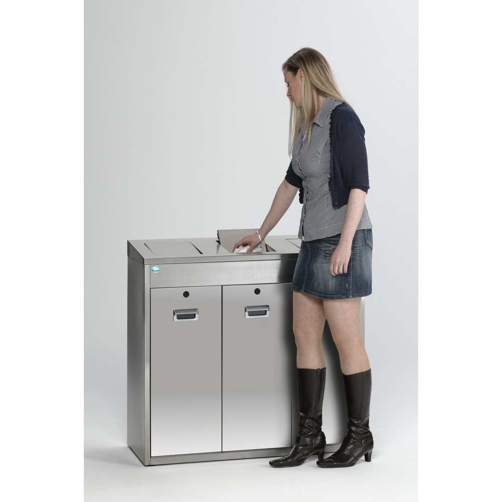 Productafbeelding nr. 3: Kringloop sorteersysteem VAR® van roestvrij staal, inwerpkleppen, 3 x 48 liter