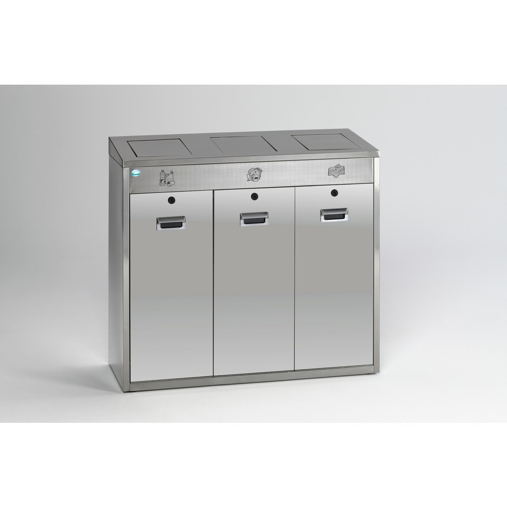 Product afbeelding: Kringloop sorteersysteem VAR® van roestvrij staal, inwerpkleppen, 3 x 48 liter