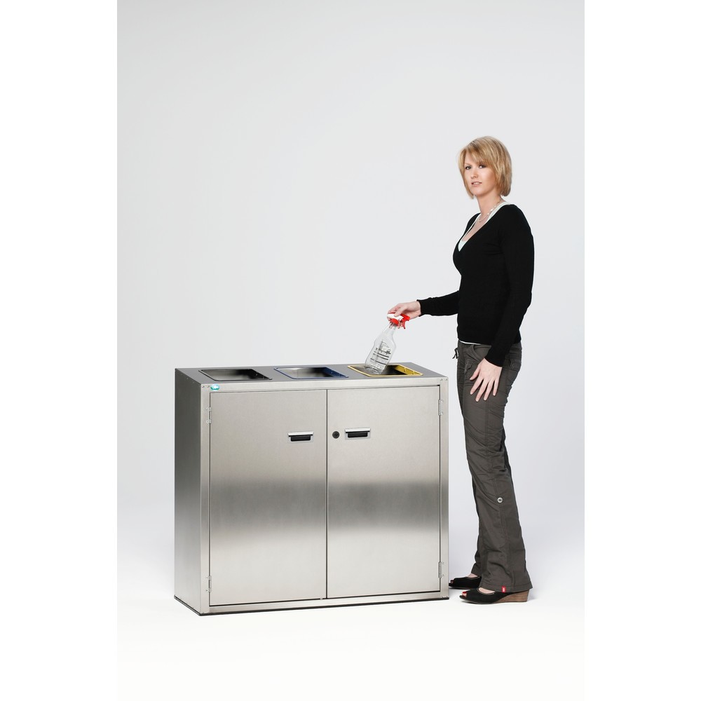 Productafbeelding nr. 3: Kringloop sorteersysteem VAR® van roestvrij staal, inwerpopeningen, 3 x 90 liter