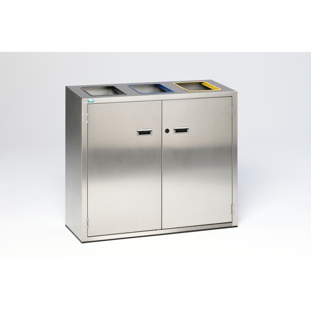 Product afbeelding: Kringloop sorteersysteem VAR® van roestvrij staal, inwerpopeningen, 3 x 90 liter