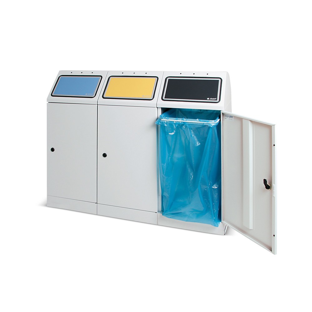 Product afbeelding: Kringloopafvalbak stumpf®, 3x 70 liter, met vleugeldeur en vuilniszakhouder