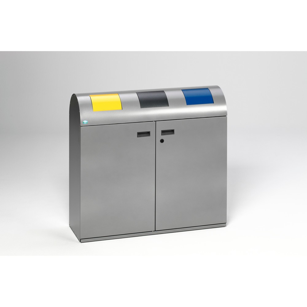 Product afbeelding: Kringloopafvalbak VAR®, 3x 80 liter, dubbele vleugeldeur, zilver