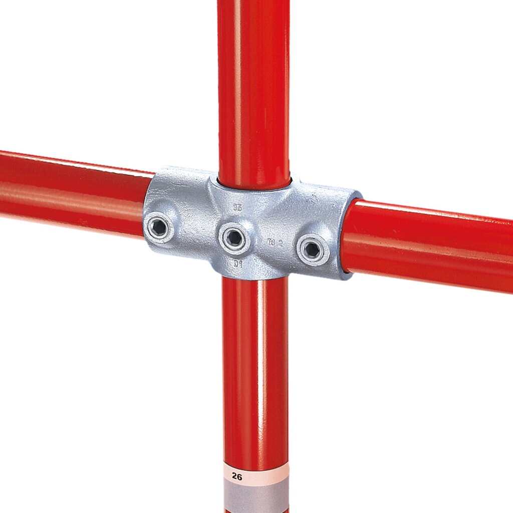 Kruisverbinding met 2 insteken, 1 doorgang, buiten-Ø buis 26,9 mm Product afbeelding: Kruisverbinding met 2 insteken, 1 doorgang, buiten-Ø buis 26,9 mm