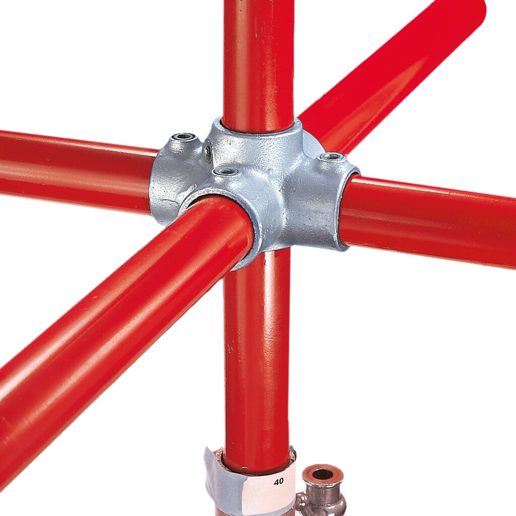 Kruisverbinding met 4 insteken voor het buisverbindingssysteem Kee Klamp®