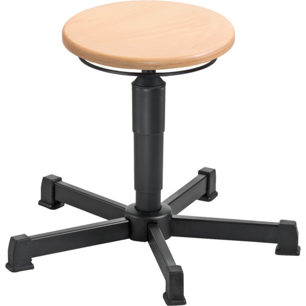 Kruk Allround, zitting uit beukenhout, zithoogte 350-480 mm, stalen onderstel, vloerglijders Product afbeelding: Kruk Allround, zitting uit beukenhout, zithoogte 350-480 mm, stalen onderstel, vloerglijders