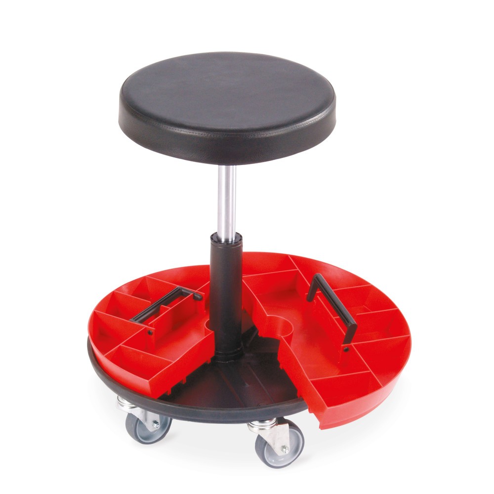 Product afbeelding: Kruk met 2-delige gereedschapsbak, zithoogte 520-545 mm, wielen