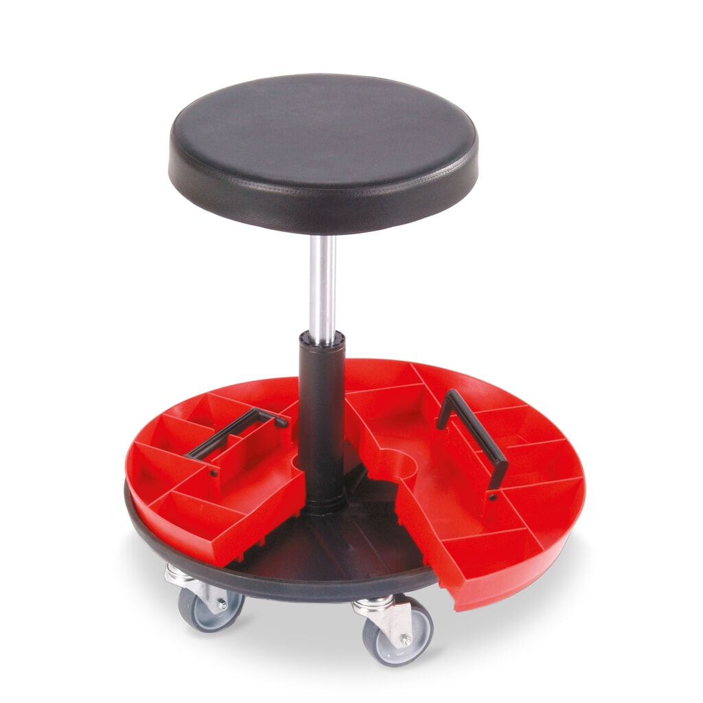 Product afbeelding: Kruk met 2-delige gereedschapsbak, zithoogte 520-545 mm, wielen