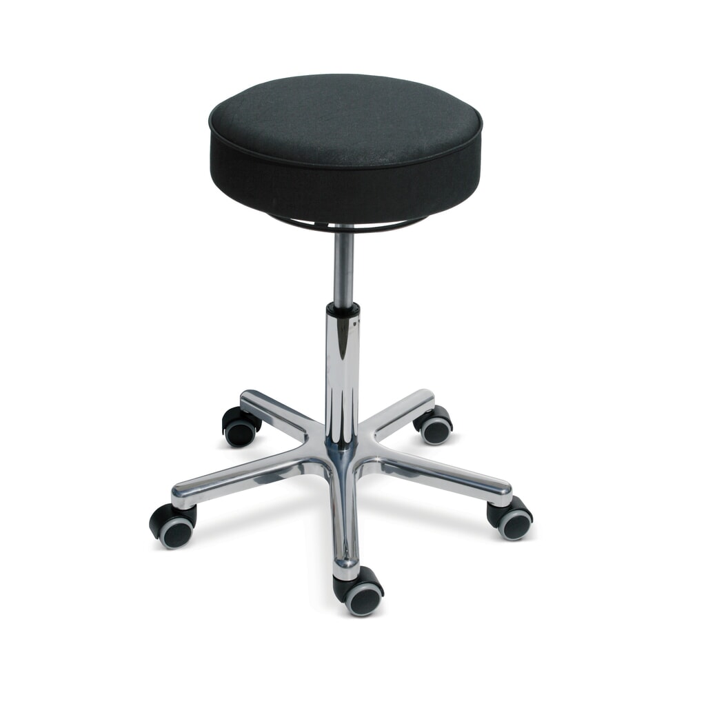 Kruk Premium, met kunstleren zitting, zithoogte 540-730 mm, wielen, zwart Product afbeelding: Kruk Premium, met kunstleren zitting, zithoogte 540-730 mm, wielen, zwart
