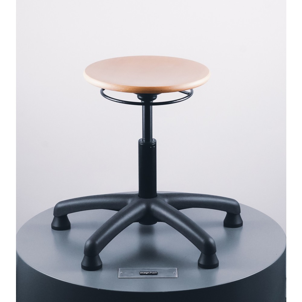 Productafbeelding nr. 3: Kruk Universal Plus, zitting uit beukenhout, zithoogte 390-520 mm, kunststof onderstel, vloerglijders