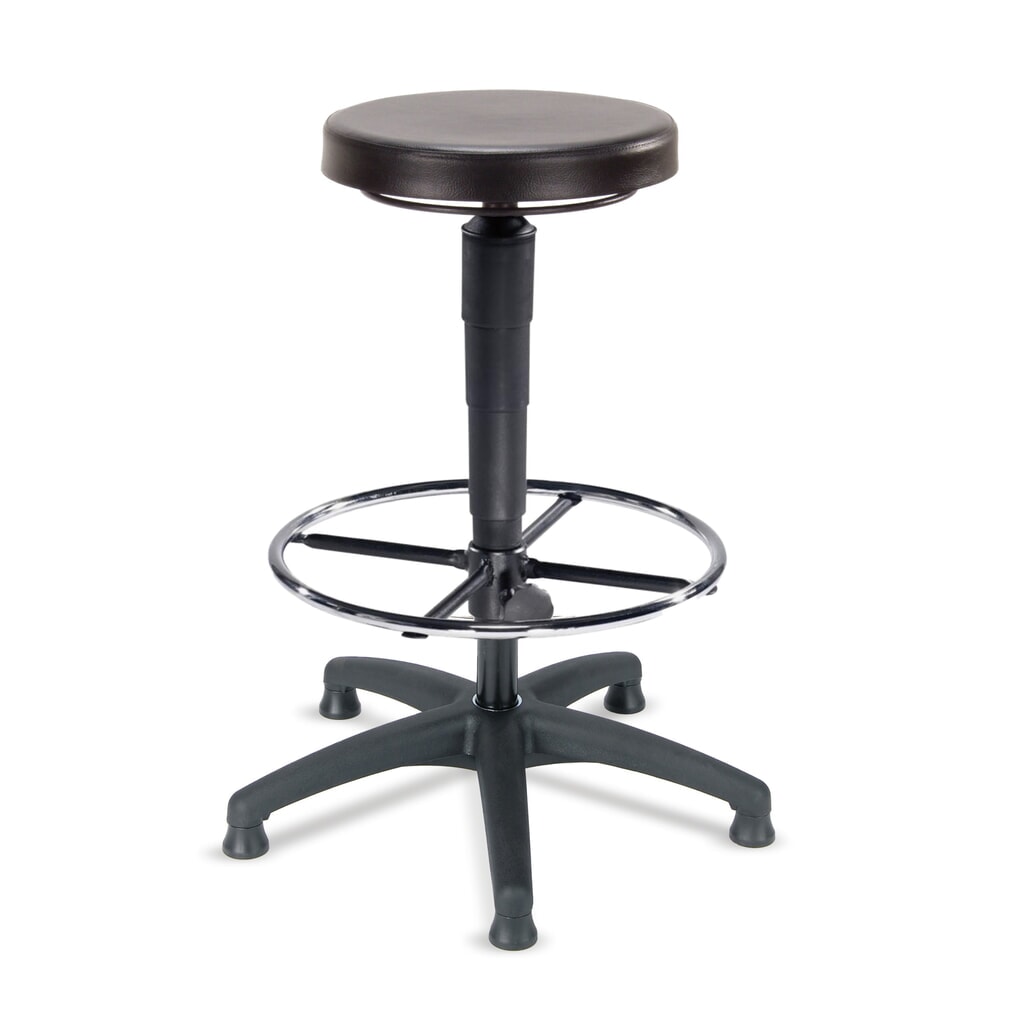 Kruk Universal Plus, zitting uit kunstleer, zithoogte 620-870 mm, kunststof onderstel, vloerglijders Product afbeelding: Kruk Universal Plus, zitting uit kunstleer, zithoogte 620-870 mm, kunststof onderstel, vloerglijders