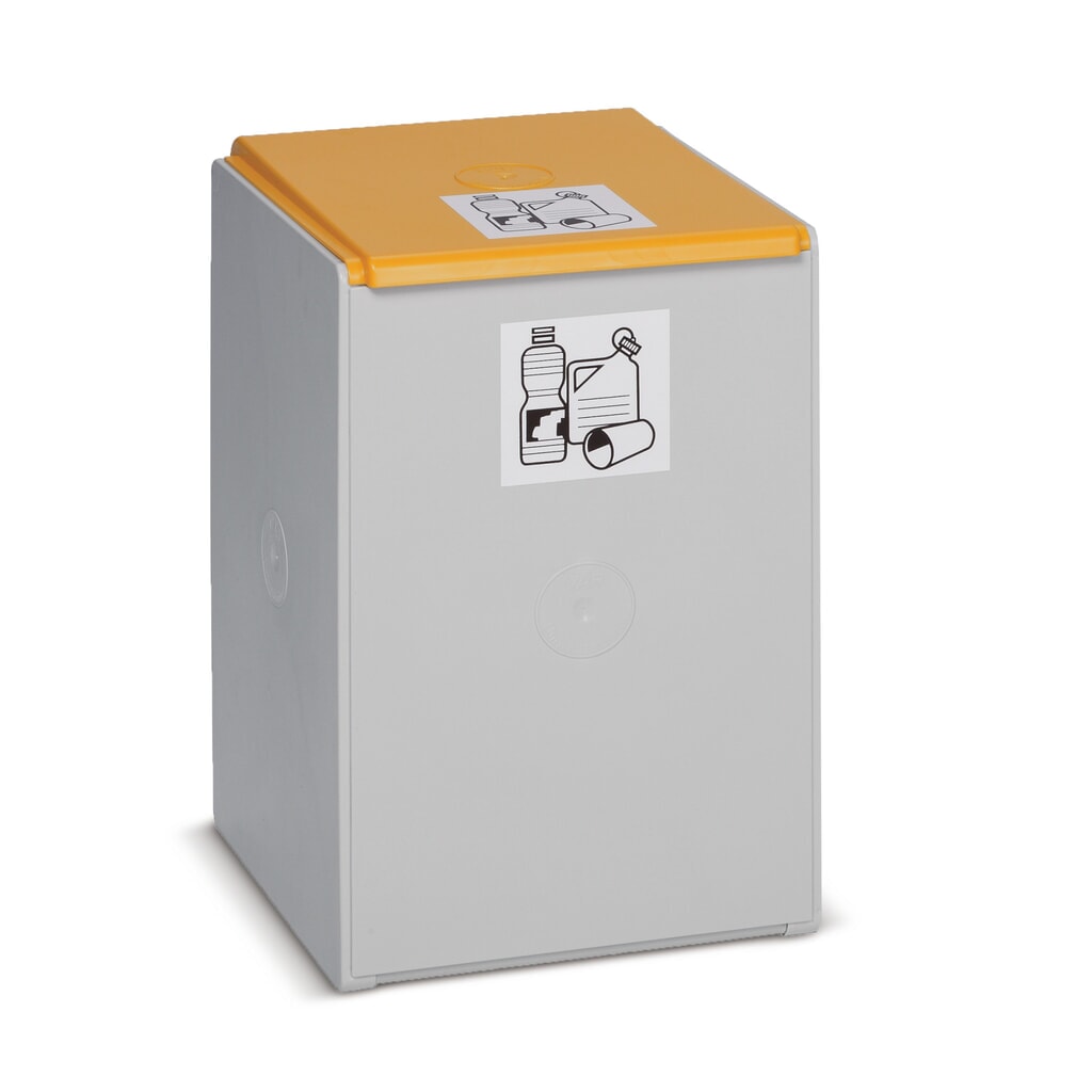 Kringloopafvalbak VAR®, 40 liter, deksel geel Product afbeelding: Kringloopafvalbak VAR®, 40 liter, deksel geel