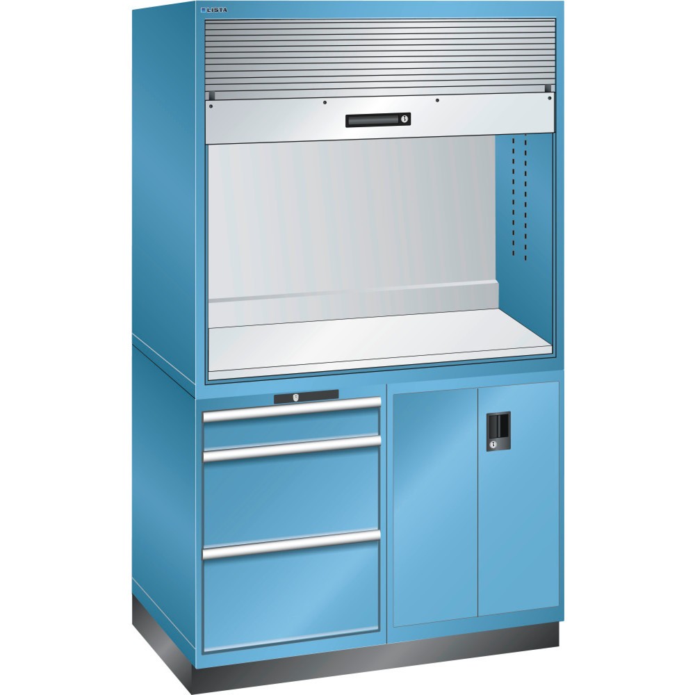 Product afbeelding: Kwaliteitsstation LISTA 2x36x36E, (bxdxh) 1434x725x2100 mm, 3 lades, zonder stekkerlijst, lichtblauw