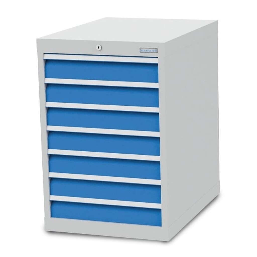 Ladekast Bedrunka+Hirth R 18-24, hxbxd 819 x 555 x 736 mm, lichtgrijs, lichtblauw, 7 lades 7x100 mm Product afbeelding: Ladekast Bedrunka+Hirth R 18-24, hxbxd 819 x 555 x 736 mm, lichtgrijs, lichtblauw, 7 lades 7x100 mm