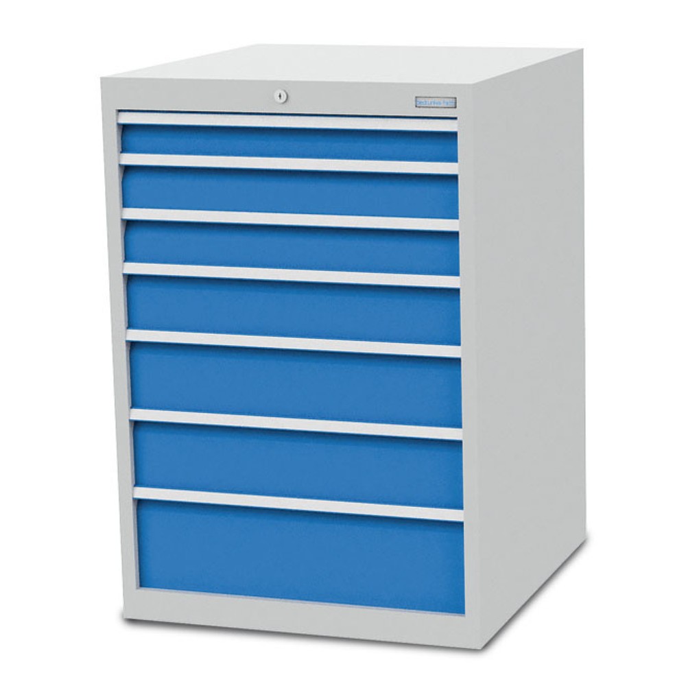 Productafbeelding nr. 1: Ladekast Bedrunka+Hirth R 24-24, hxbxd 1.019 x 705 x 736 mm, lichtgrijs, lichtblauw, 7 lades 1x75 + 2x100 + 1x125 + 2x150 + 1x200 mm