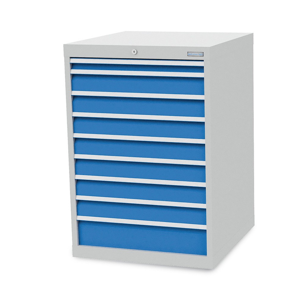 Productafbeelding nr. 1: Ladekast Bedrunka+Hirth R 24-24, hxbxd 1.019 x 705 x 736 mm, lichtgrijs, lichtblauw, 9 lades 1x50 + 7x100 + 1x150 mm