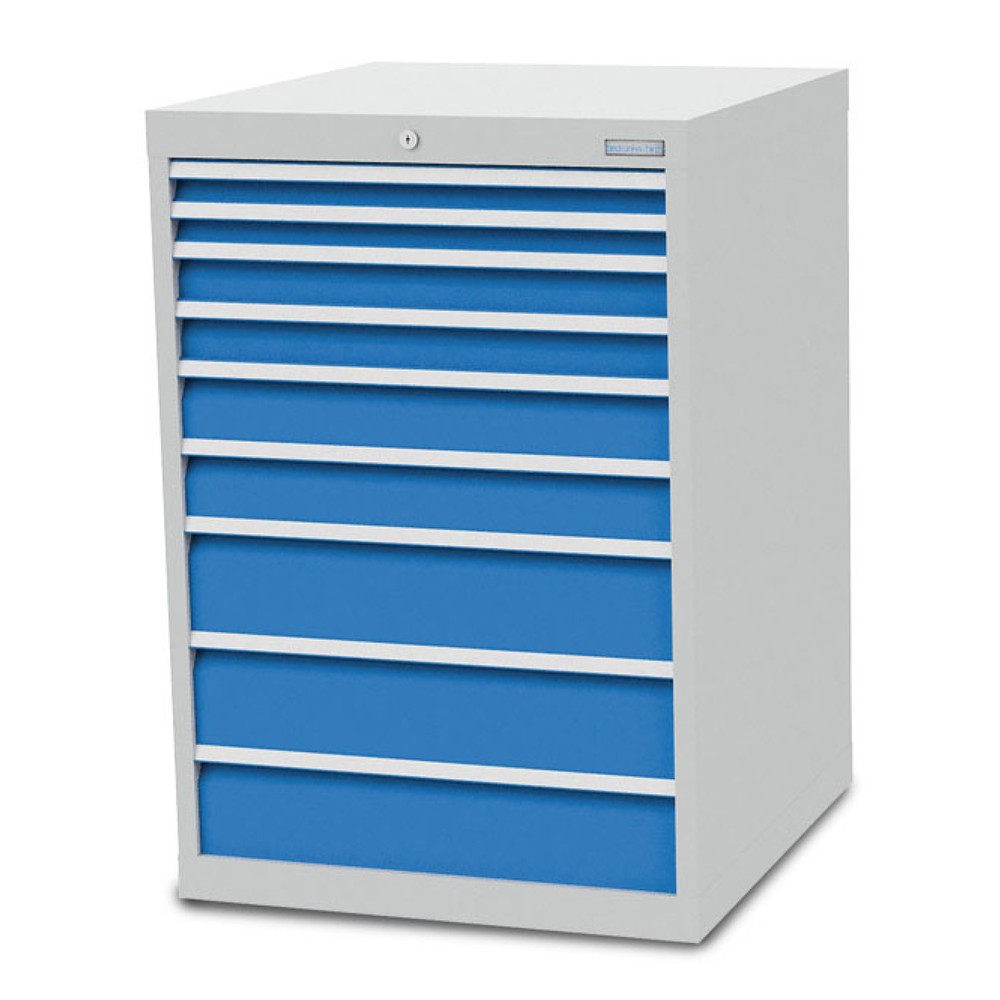 Product afbeelding: Ladekast Bedrunka+Hirth R 24-24, hxbxd 1.019 x 705 x 736 mm, lichtgrijs, lichtblauw, 9 lades 2x50+ 2x75 + 2x100 + 3x150 mm