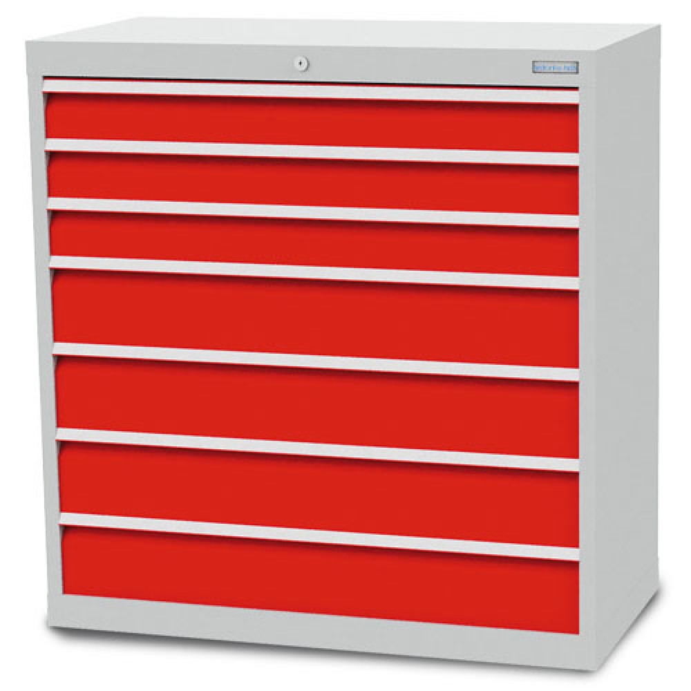 Product afbeelding: Ladekast Bedrunka+Hirth R 36-16, hxbxd 1.019 x 980 x 500 mm, lichtgrijs, lichtblauw, 7 lades 3x100 + 4x150 mm
