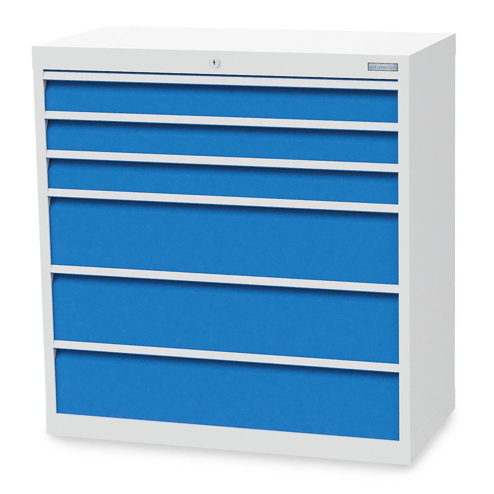 Product afbeelding: Ladekast Bedrunka+Hirth R 36-16, hxbxd 1.019 x 980 x 500 mm, lichtgrijs, lichtblauw, 6 lades 3x100 + 3x200 mm