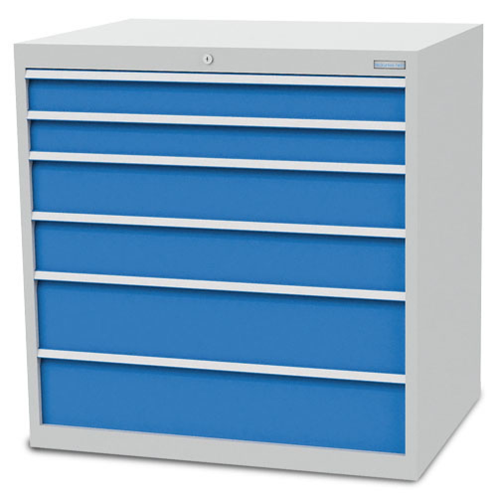 Productafbeelding nr. 1: Ladekast Bedrunka+Hirth R 36-24, hxbxd 1.019 x 1.005 x 736 mm, lichtgrijs, lichtblauw, 6 lades 2x100 + 2x150 + 2x200 mm