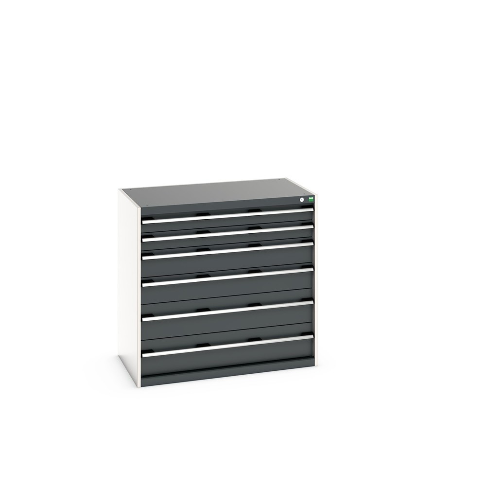 Product afbeelding: Ladekast bott cubio, lades 2x100 + 2x150 + 2x200 mm, draagvermogen elk 200 kg, breedte 1.050 mm, antracietgrijs